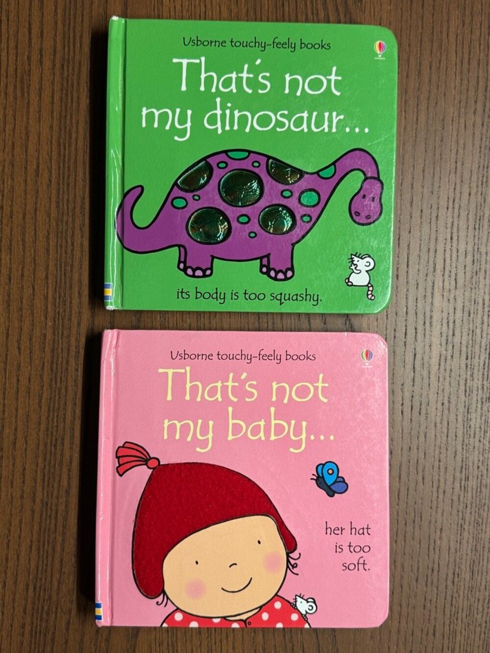 Usborne "THAT'S NOT MY..." BABY + DINOSAUR Sensory Touch Feel Board Books (2)
